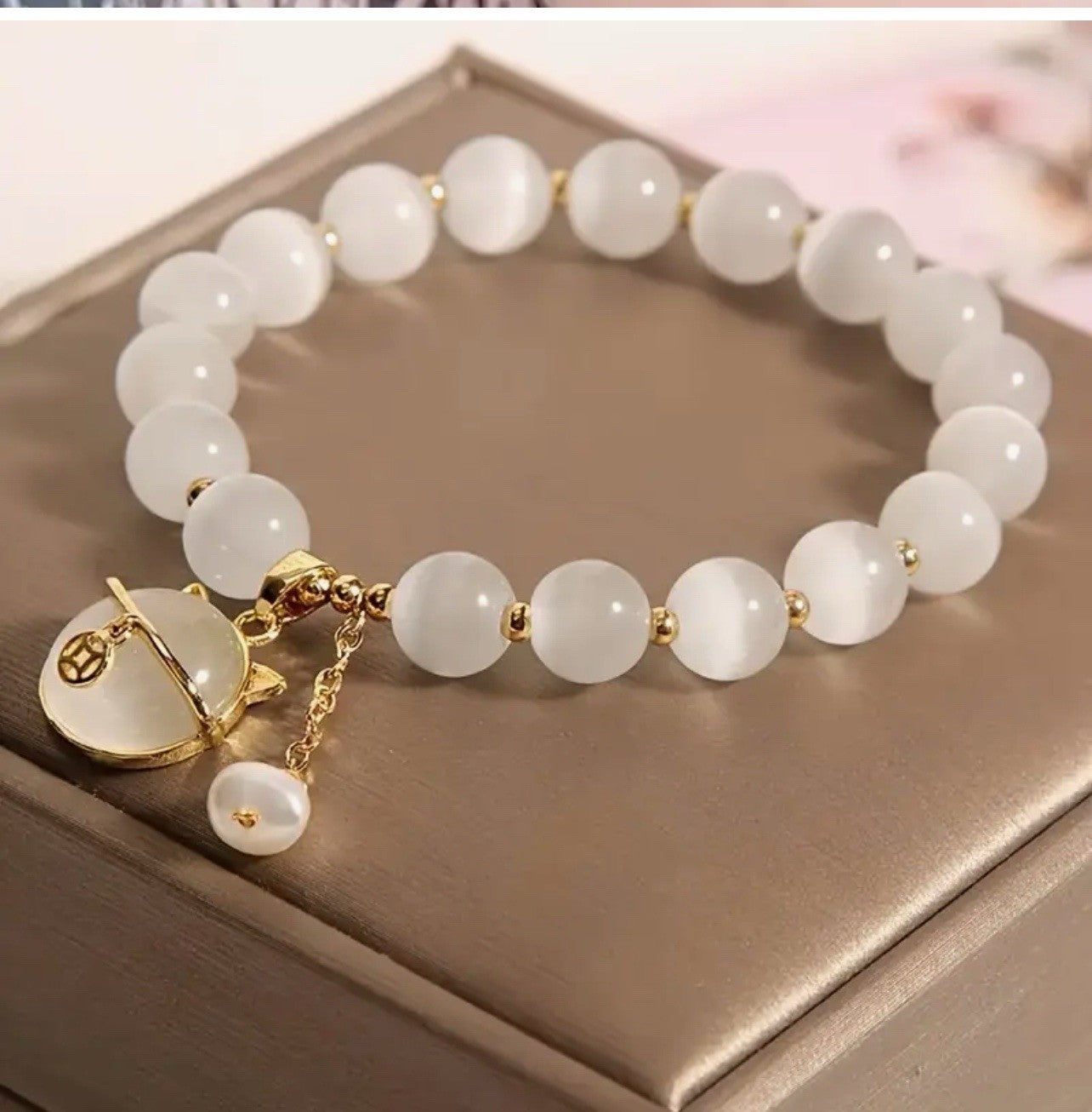 Lucky Moonstone Beads Cat Bracelet Attracting Wealth Women Jewelry Gift New